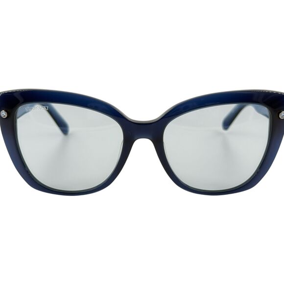 Swarovski SK0391 Womens Plastic Sunglass 90V Shiny Blue 54-18 Blue Lenses - Picture 3 of 6